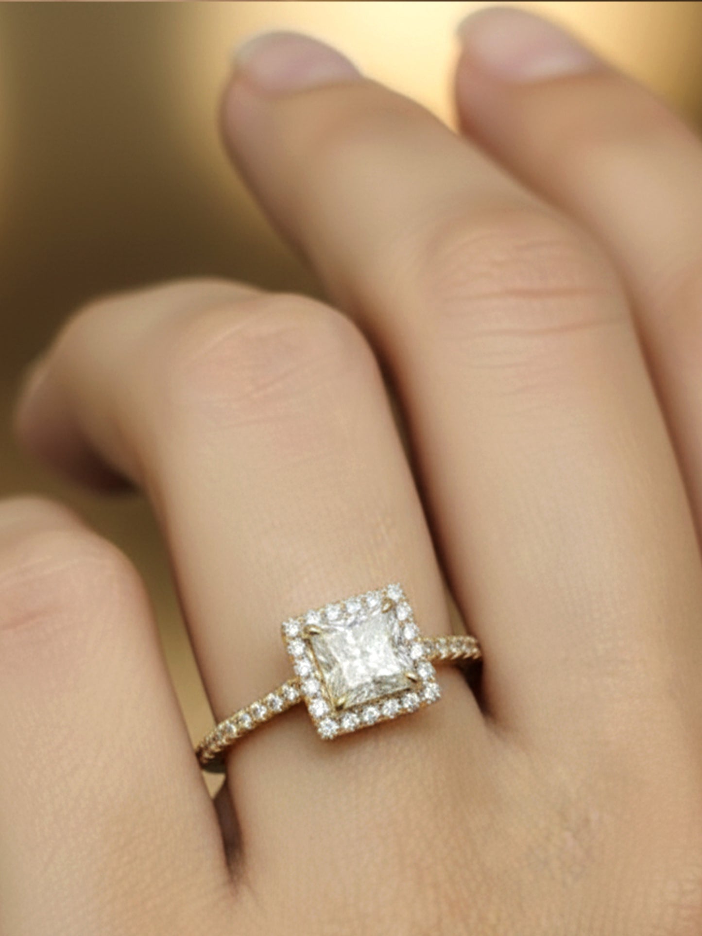 Princess Cut Halo Outline Ring