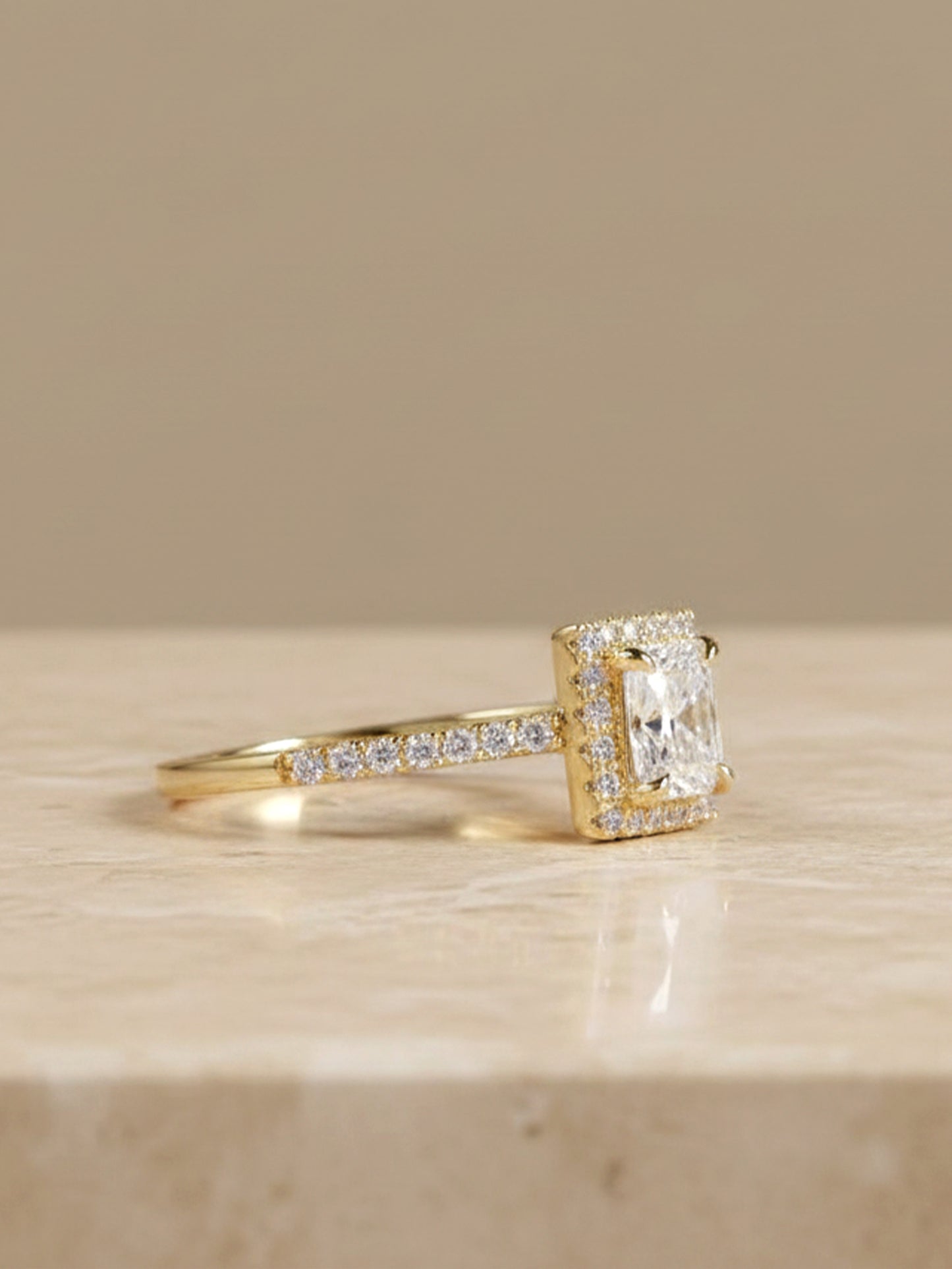 Princess Cut Halo Outline Ring